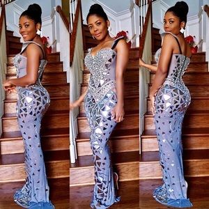 Broken mirror embellished gown